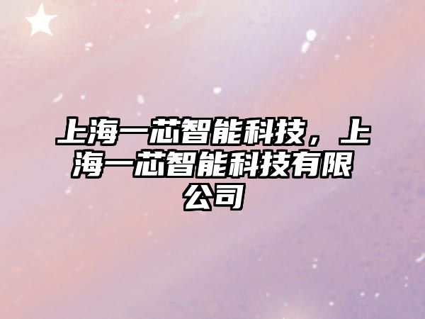 上海一芯智能科技，上海一芯智能科技有限公司
