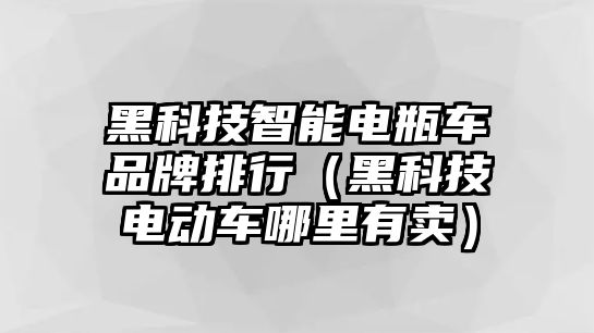 黑科技智能電瓶車品牌排行（黑科技電動(dòng)車哪里有賣(mài)）