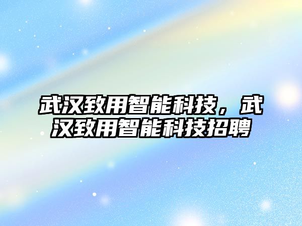 武漢致用智能科技，武漢致用智能科技招聘