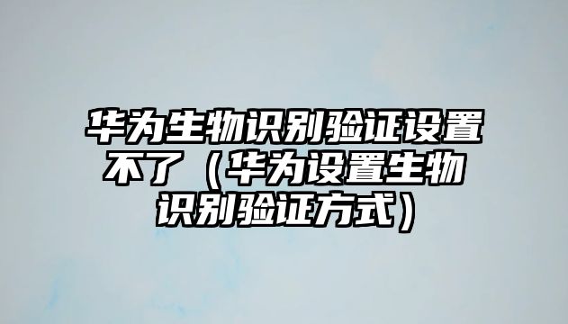 華為生物識別驗(yàn)證設(shè)置不了（華為設(shè)置生物識別驗(yàn)證方式）