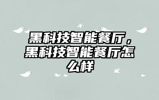 黑科技智能餐廳，黑科技智能餐廳怎么樣